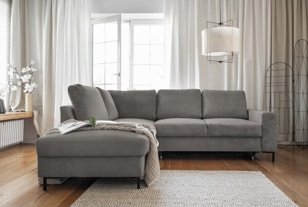 Šedá manšestrová rozkládací rohová pohovka (levý roh) Lofty Lilly – Miuform