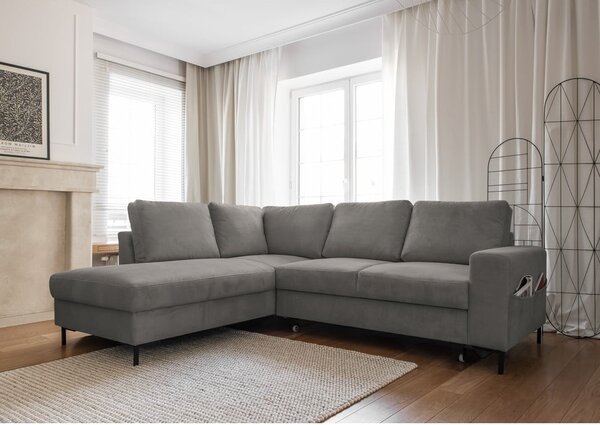 Šedá manšestrová rozkládací rohová pohovka (levý roh) Lofty Lilly – Miuform