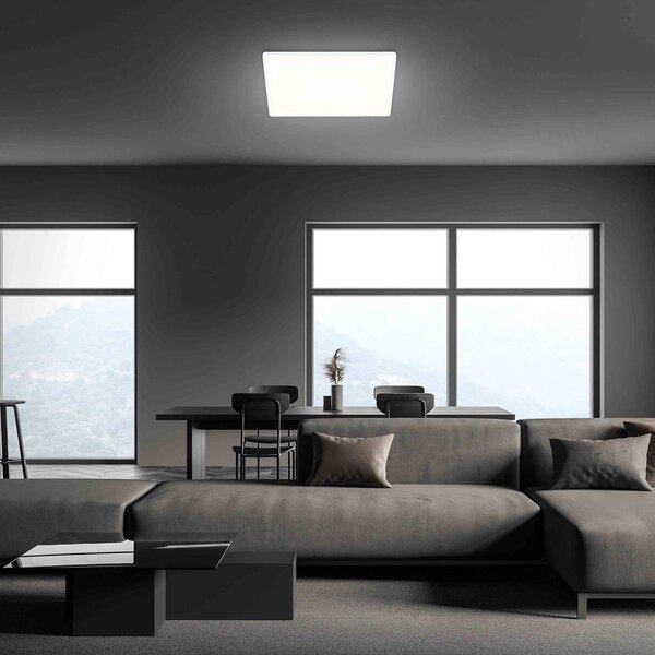 Briloner LED stropní svítidlo Slim, hranaté 42 x cm, Bílá / opál, Chodba, Plast, Moderní