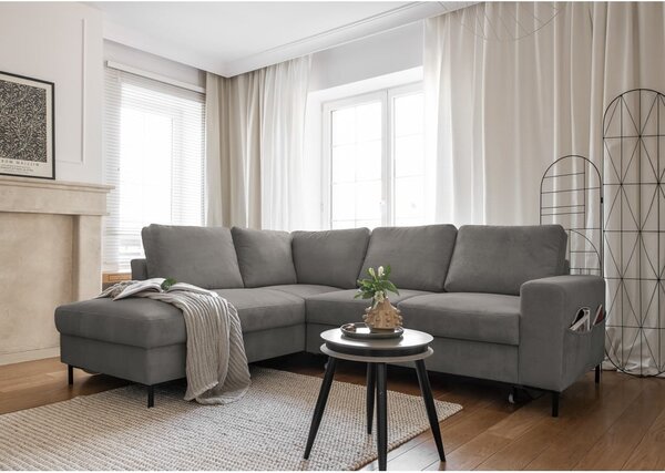 Šedá manšestrová rozkládací rohová pohovka (levý roh) Lofty Lilly – Miuform
