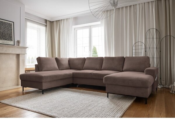 Hnědá manšestrová rozkládací rohová pohovka (levý roh) Lofty Lilly – Miuform