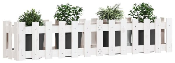 Vyvýšený záhon plotový design bílý 150x30x30 cm masiv borovice