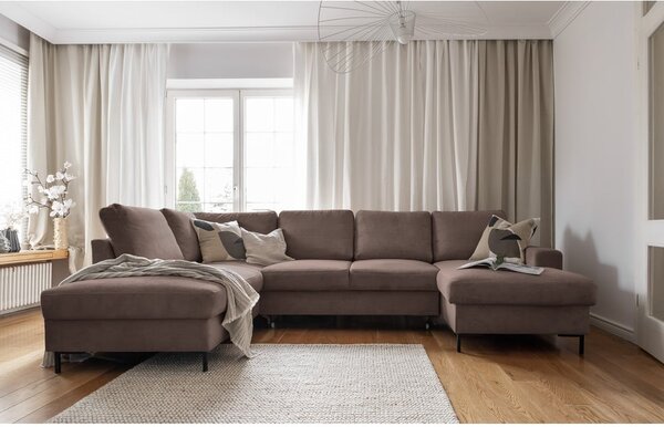 Hnědá manšestrová rozkládací rohová pohovka (levý roh) Lofty Lilly – Miuform