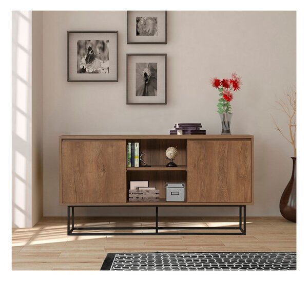 Nízká komoda v dekoru ořechu v přírodní barvě 140x72 cm Rodez – Kalune Design