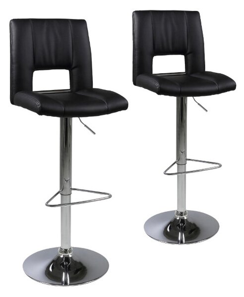 Barová židle Dona II - set 2 ks Black PU WAX / Chrom
