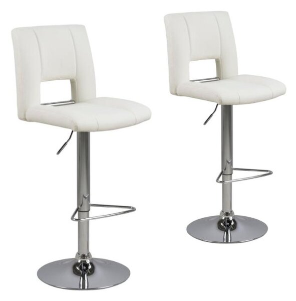 Barová židle Dona II - set 2 ks White PU WAX / Chrom