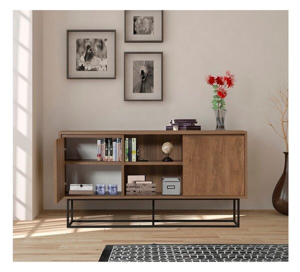 Nízká komoda v dekoru ořechu v přírodní barvě 140x72 cm Rodez – Kalune Design