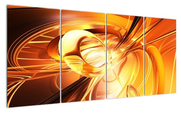 Oranžový abstraktní obraz (160x80cm)