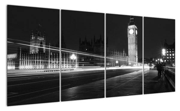 Černobílý obraz Londýna - Big ben (160x80cm)