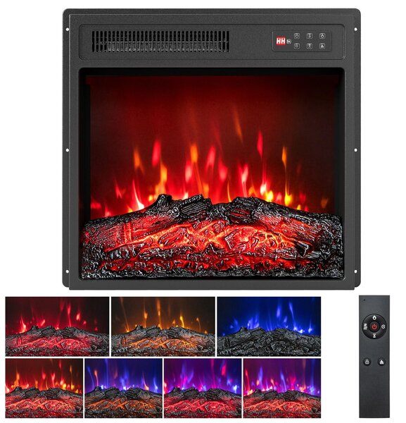 Elektrický vestavný krb, 1500 W - 48,5 x 14 x 46 cm, černý, pro vytvoření útulné atmosféry a vytápění