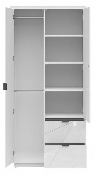 FORN šatní skříň SZF2D2S, bílý lesk