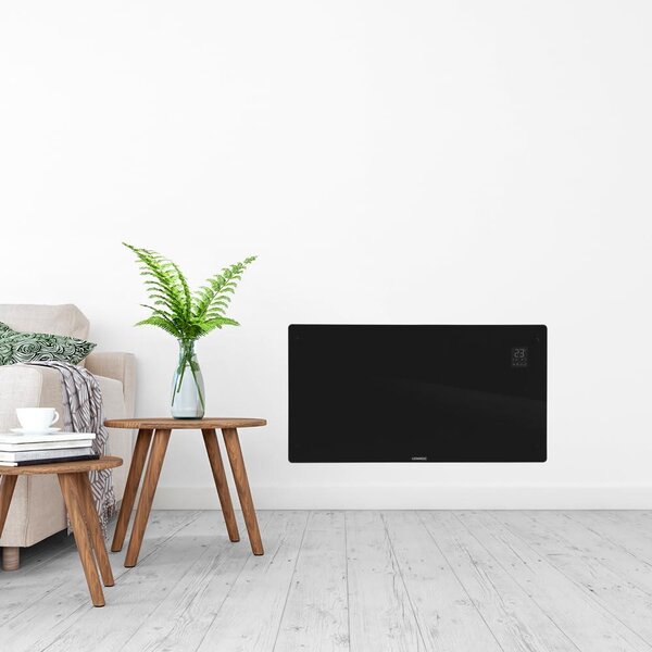 Konvektorový ohřívač – 2500 W – Černé skleněné provedení – Elektrické topení s ovládáním přes aplikaci
