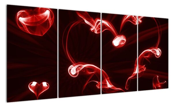 Abstraktní obraz - červené srdce (160x80cm)