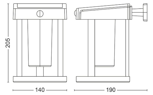 Camil UltraEfficient solární venkovní nástěnné LED svítidlo 1,4W 250lm 3000K IP44, černé