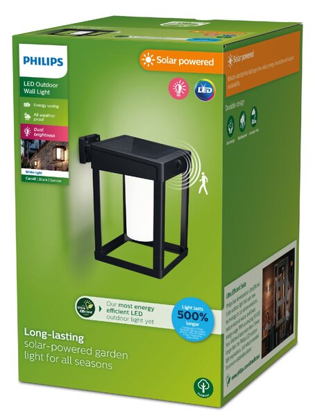 Camill UltraEfficient solární venkovní nástěnné LED svítidlo 1,4W 250lm 3000K IP44, černé