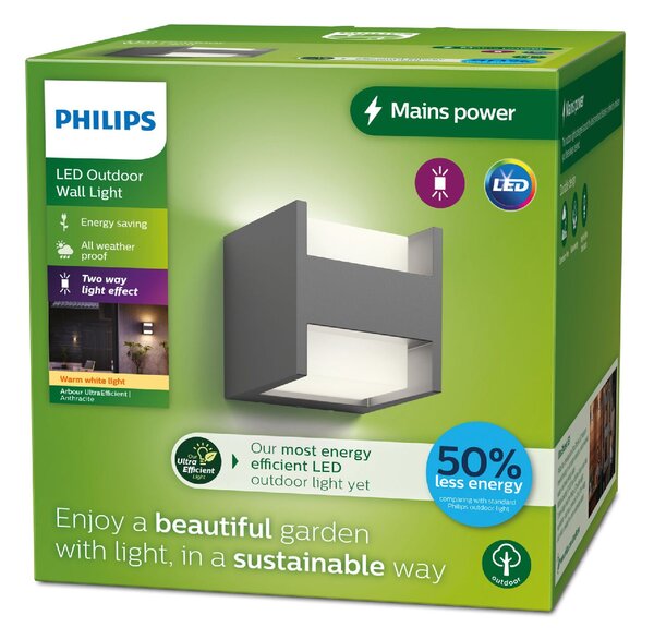 Arbour UltraEfficient venkovní nástěnné LED svítidlo 2x3,8W 800lm 2700K IP44, antracitové