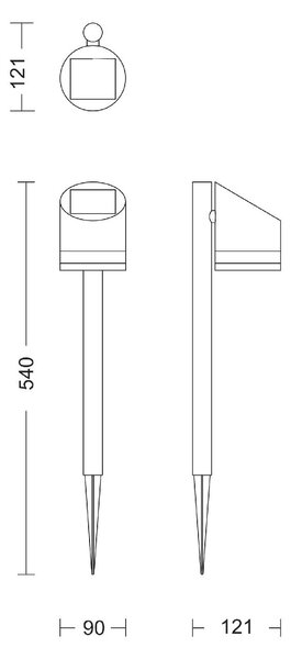 Fyve solární venkovní zemní LED svítidlo 1,5W 200lm 2700K IP44, černé