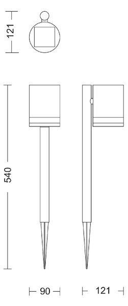 Fyce solární venkovní zemní LED svítidlo 1,5W 200lm 2700K IP44, černé