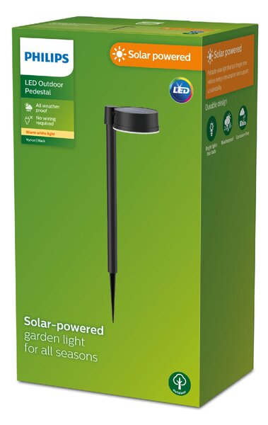 Vynce solární venkovní zemní LED svítidlo 1,5W 200lm 2700K IP44, černé