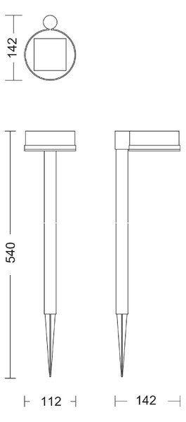 Vynce solární venkovní zemní LED svítidlo 1,5W 200lm 2700K IP44, černé