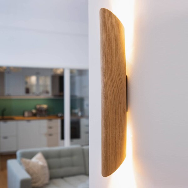 Elobra LED nástěnné světlo Colombia, dub přírodní, stmívatelný, Světlé dřevo, Obývací pokoj / jídelna, Dřevo, Moderní