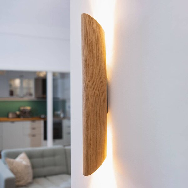 Elobra LED nástěnné světlo Colombia, dub přírodní, stmívatelný, Světlé dřevo, Obývací pokoj / jídelna, Dřevo, Moderní