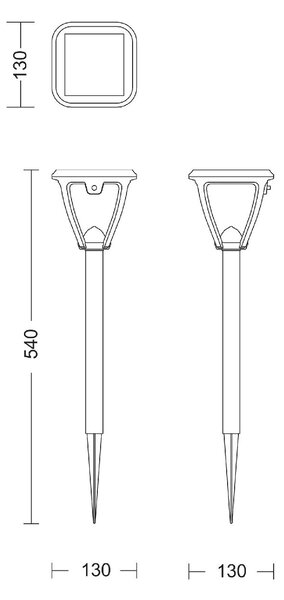 Vapora solární venkovní zemní LED svítidlo 1,5W 200lm 2700K IP44, černé