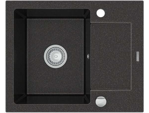 MEXEN - Enzo granitový dřez 1-mísa dřez s vypouštěním krátký Board 576x465 mm, černá skvrnité 6506571005-76