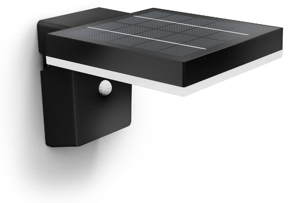 Zonal UltraEfficial solární venkovní nástěnné LED svítidlo s čidlem 1,3W 250lm 3000KIP44, černé