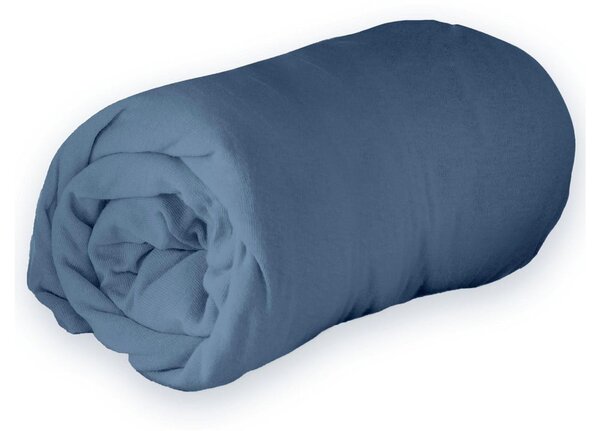 Tmavě modré napínací prostěradlo jersey 90x190 cm Jersy – douceur d'intérieur