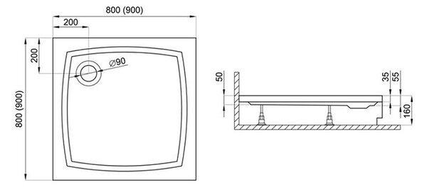Polimat Krycí panel ke čtvercové akrylátové sprchové vaničce Patio 2 80x80 (90x90) KP 13 Barva: Bílá, Rozměry (cm): 80x80