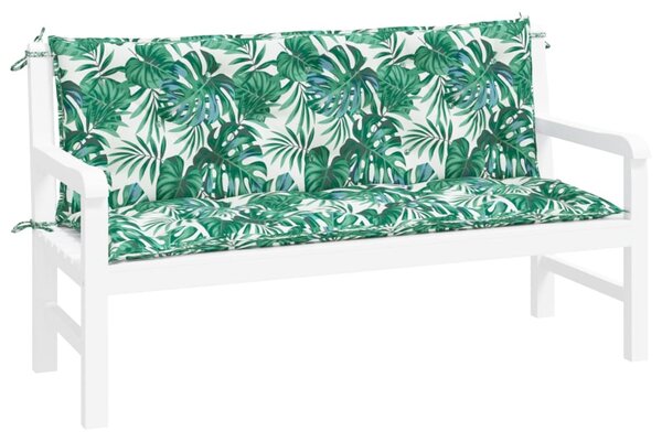 Podušky na zahradní lavici 2 ks vzor listů 150x50x7 cm oxford