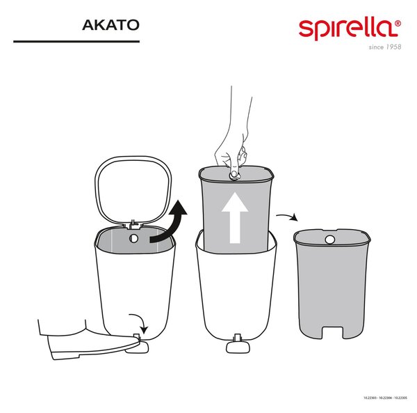 Spirella pedálový odpadkový koš AKATO, matně šedohnědý, plast, 3 L