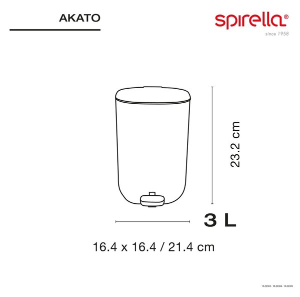 Spirella pedálový odpadkový koš AKATO, matně šedohnědý, plast, 3 L