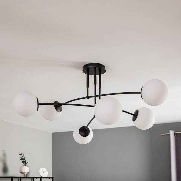 EMIBIG LIGHTING Stropní světlo Pregos 6 v černé barvě, šestilampové, stmívatelný, Černá, Chodba, kov, Moderní