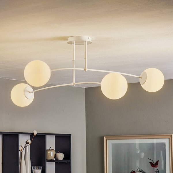 EMIBIG LIGHTING Stropní světlo Pregos 4, čtyřramenné, bílé, stmívatelný, Bílá / opál, Chodba, kov, Moderní