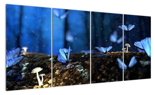 Obraz - modří motýli (160x80cm)