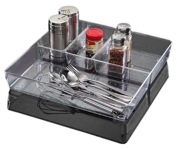 CONFORTIME Organizér, vložka do zásuvky, transparent FLEXI, 4 přihrádky 31 x 31 cm