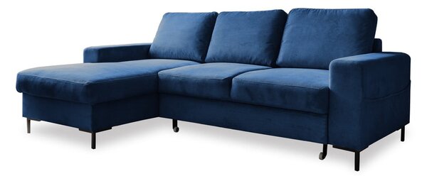 Tmavě modrá manšestrová rozkládací rohová pohovka (levý roh) Lofty Lilly – Miuform