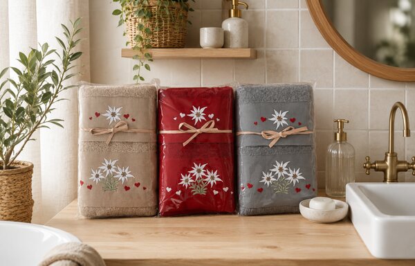 Dárková sada 2 ks froté ručníků MIGDU31 40x60 cm + 50x100 cm Barva Rudá