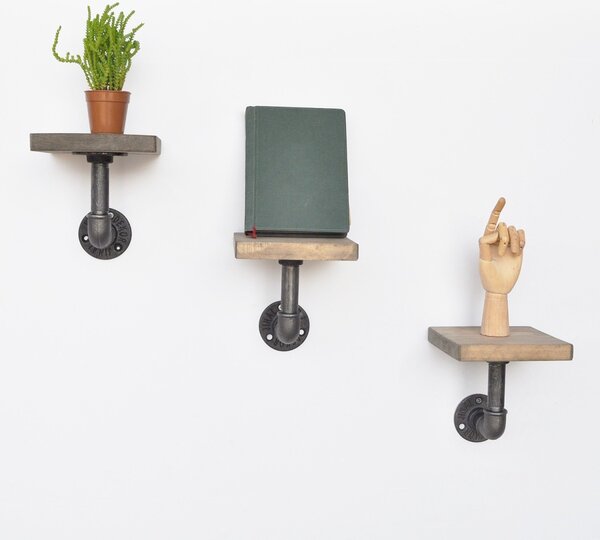 Kalune Design Sada nástěnných polic BoruRaf V 3 ks černá/hnědá