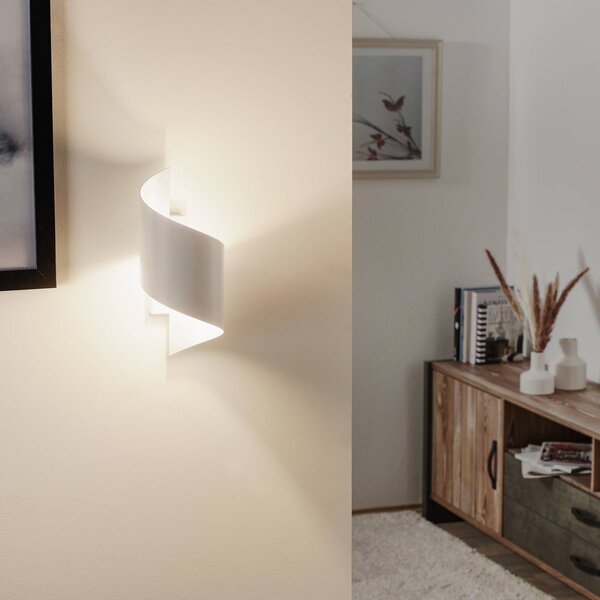 EMIBIG LIGHTING Nástěnné světlo Spiner bílé, výška 30 cm, ocel, stmívatelný, Bílá / opál, Obývací pokoj / jídelna, kov, Moderní