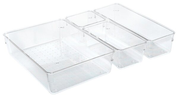 VILDE Sada 4 krabiček, organizér, vložka do zásuvky, transparent FLEXI