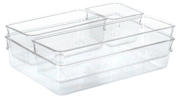 VILDE Sada 4 krabiček, organizér, vložka do zásuvky, transparent FLEXI