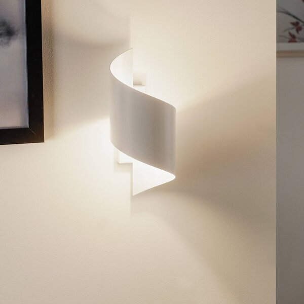 EMIBIG LIGHTING Nástěnné světlo Spiner bílé, výška 30 cm, ocel, stmívatelný, Bílá / opál, Obývací pokoj / jídelna, kov, Moderní