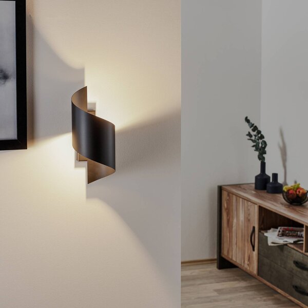 EMIBIG LIGHTING Nástěnné světlo Spiner černé, výška 30 cm, ocel, stmívatelný, Černá, Obývací pokoj / jídelna, kov, Moderní