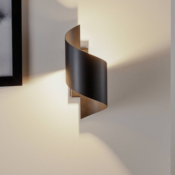 EMIBIG LIGHTING Nástěnné světlo Spiner černé, výška 30 cm, ocel, stmívatelný, Černá, Obývací pokoj / jídelna, kov, Moderní