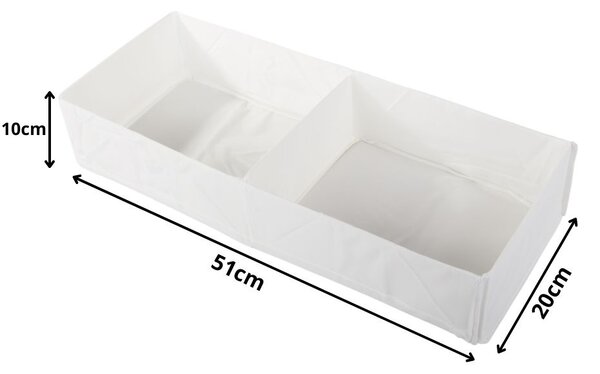 VERK GROUP Organizér do šatny, 2 přihrádky, textilní bílý 51 x 20 x 10 cm