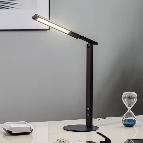 Fabas Luce LED stolní lampa Ideální se stmívačem, černá, stmívatelný, Černá, Pracovna / kancelář, Hliník, Moderní