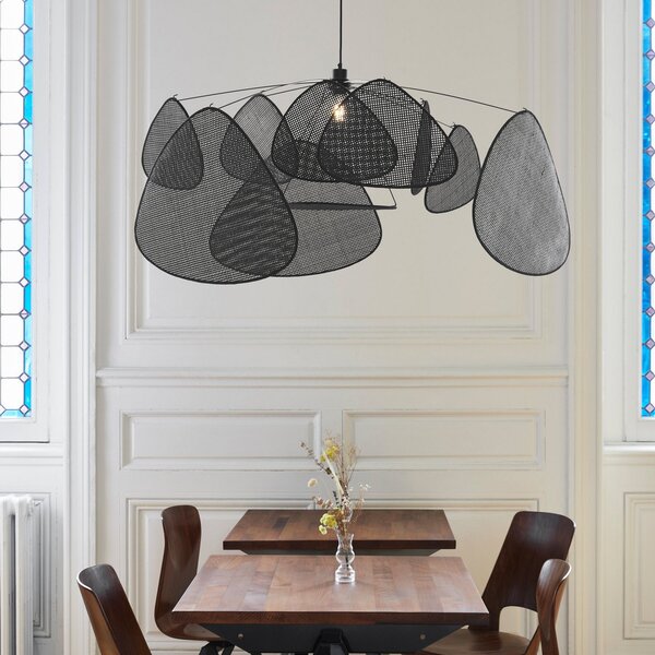 Závěsná svítidlo MARKET SET, Screen XL, stmívatelné, Černá, Obývací pokoj, Dřevo, Design